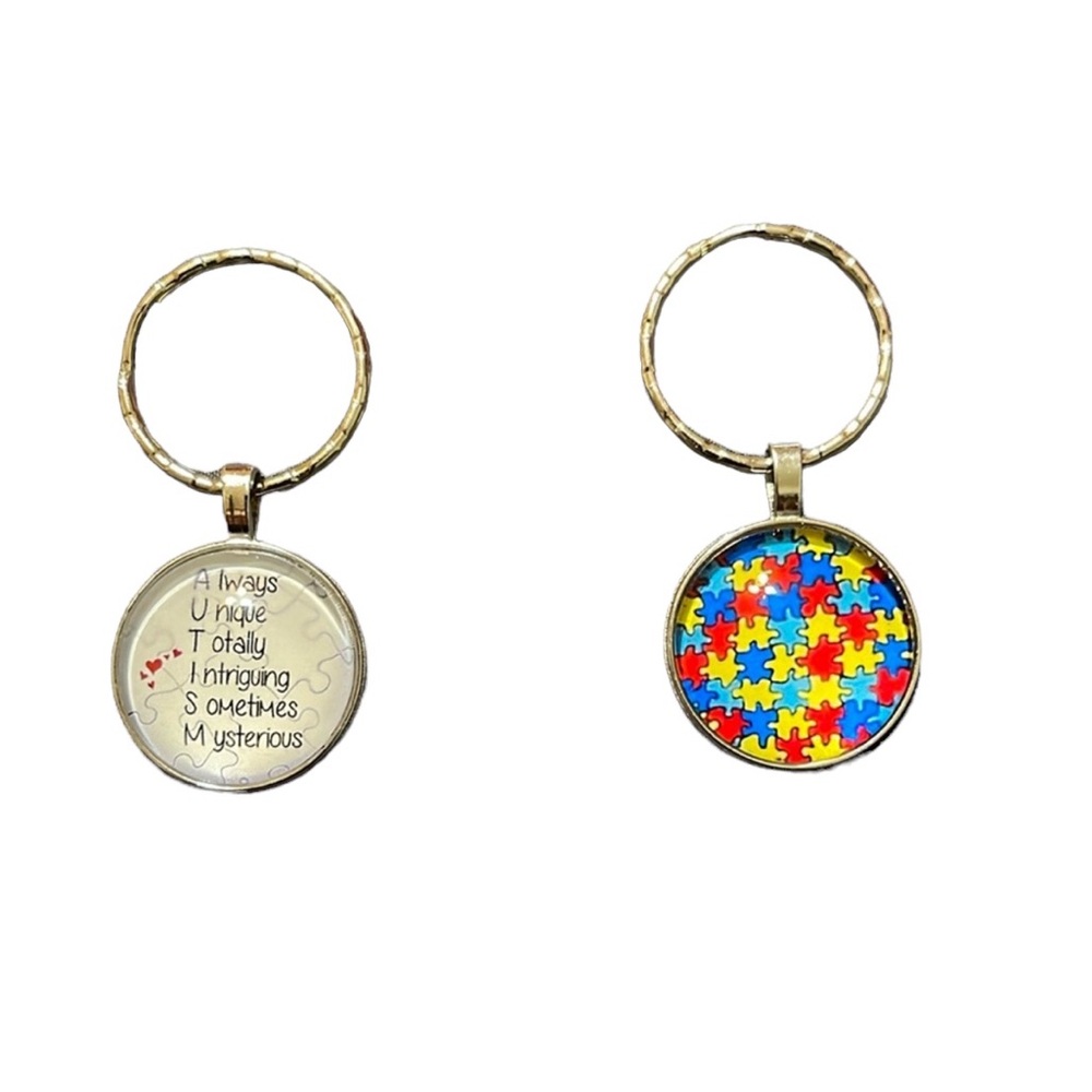Autism Keychain - puzzle pieces or words